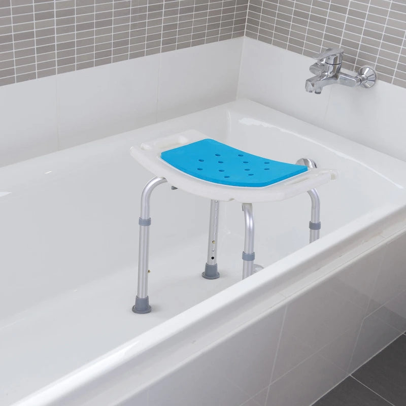 Sgabello da bagno curvo regolabile a 6 livelli, sedia da doccia Spa con design antiscivolo per anziani, feriti e donne in gravidanza