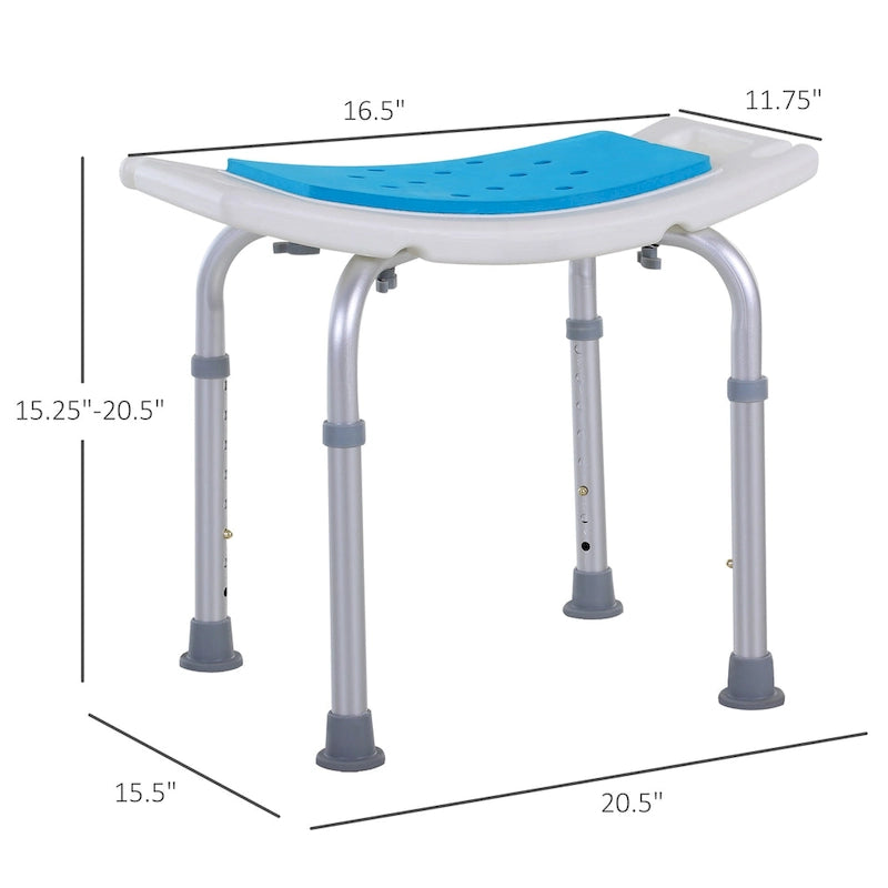Sgabello da bagno curvo regolabile a 6 livelli, sedia da doccia Spa con design antiscivolo per anziani, feriti e donne in gravidanza