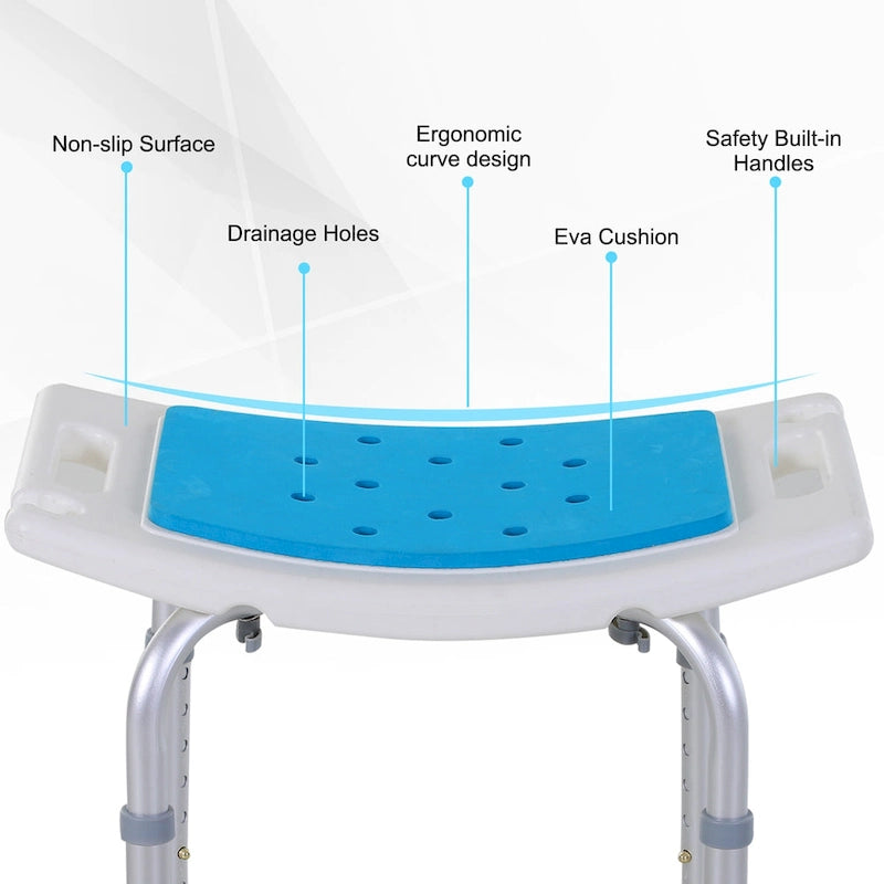 Sgabello da bagno curvo regolabile a 6 livelli, sedia da doccia Spa con design antiscivolo per anziani, feriti e donne in gravidanza