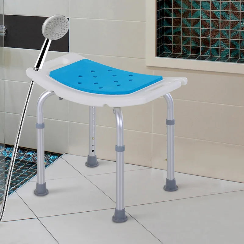 Sgabello da bagno curvo regolabile a 6 livelli, sedia da doccia Spa con design antiscivolo per anziani, feriti e donne in gravidanza