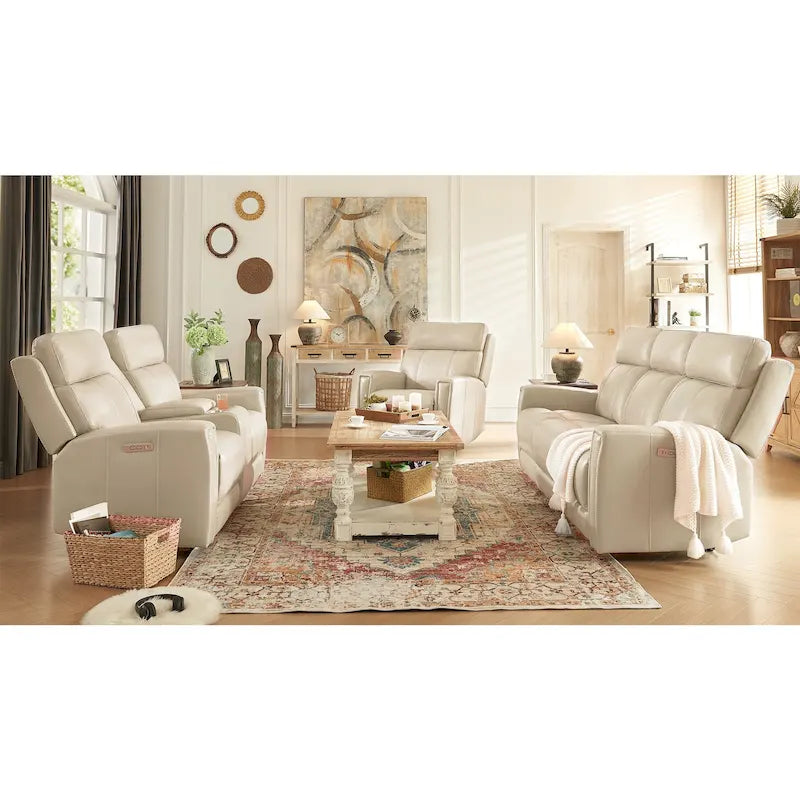 Set divano reclinabile elettrico 3 pezzi con ricarica USB e poggiatesta regolabile
