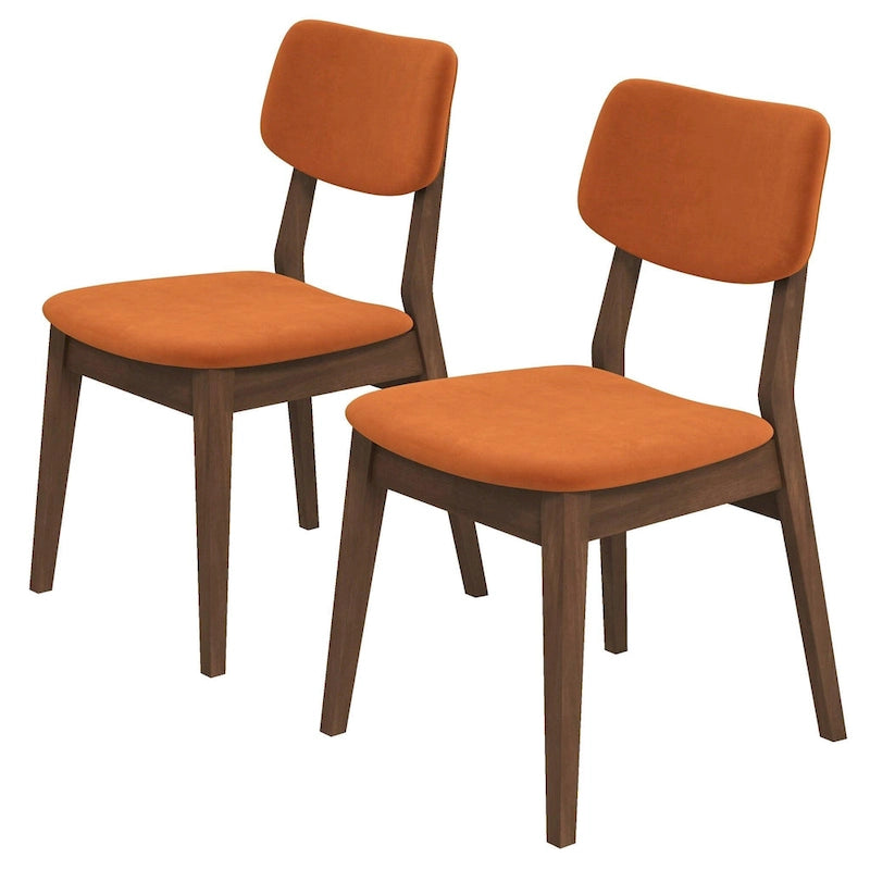 Sedia laterale con schienale solido imbottita in velluto, set da 2