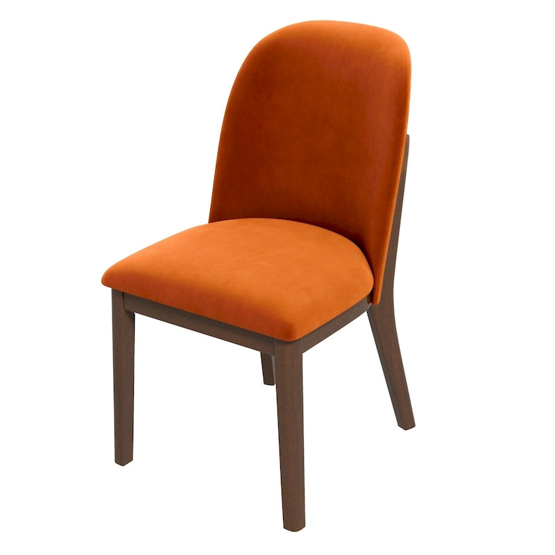 Sedia da pranzo in velluto con gambe in legno (Set di 2)