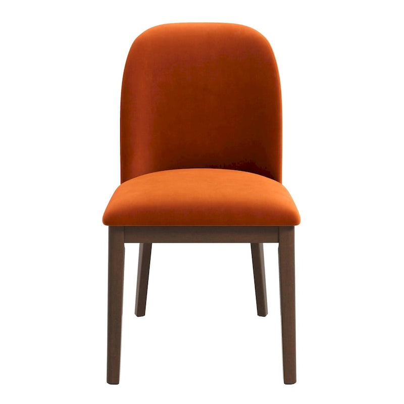 Sedia da pranzo in velluto con gambe in legno (Set di 2)