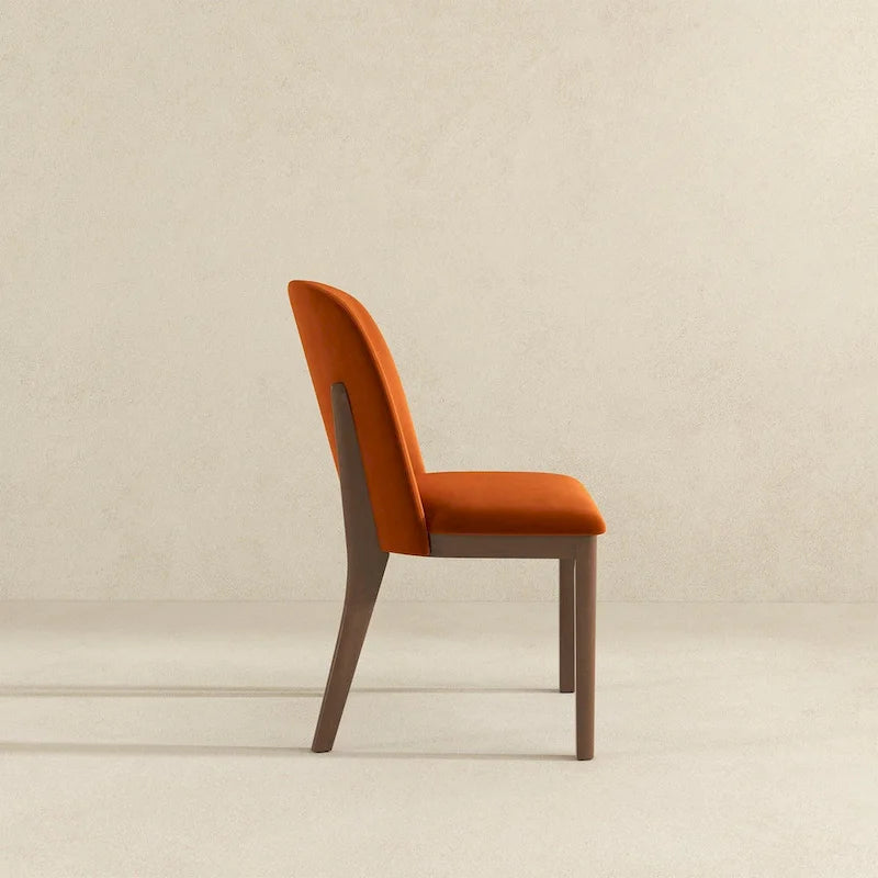 Sedia da pranzo in velluto con gambe in legno (Set di 2)