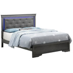 Letto matrimoniale con luci a LED decorative - Nero