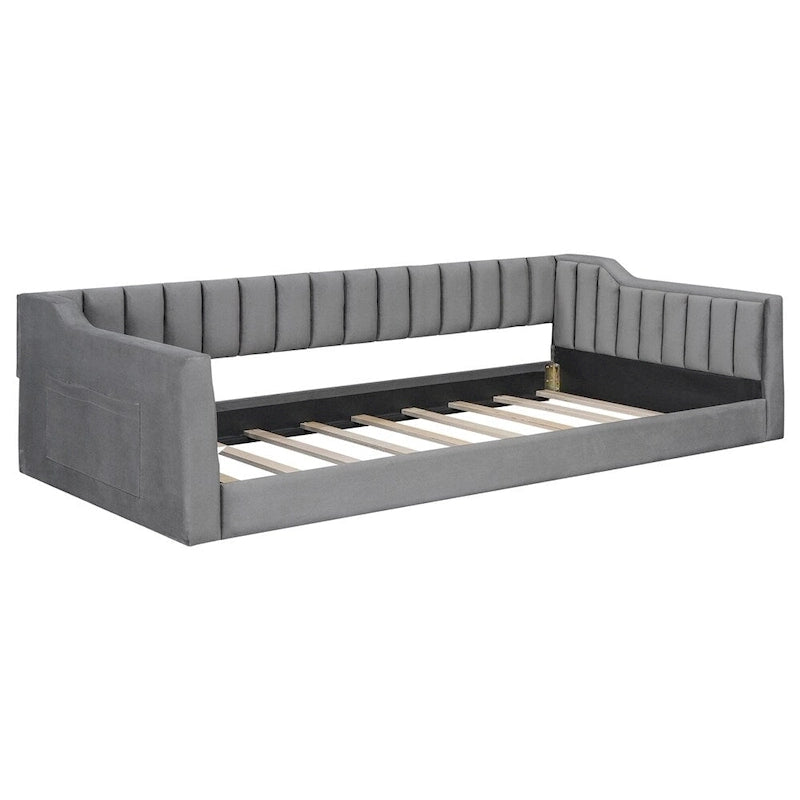 Divano letto in velluto Twin XL con base a doghe in legno curvato