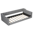 Divano letto in velluto Twin XL con base a doghe in legno curvato