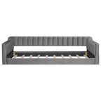 Divano letto in velluto Twin XL con base a doghe in legno curvato