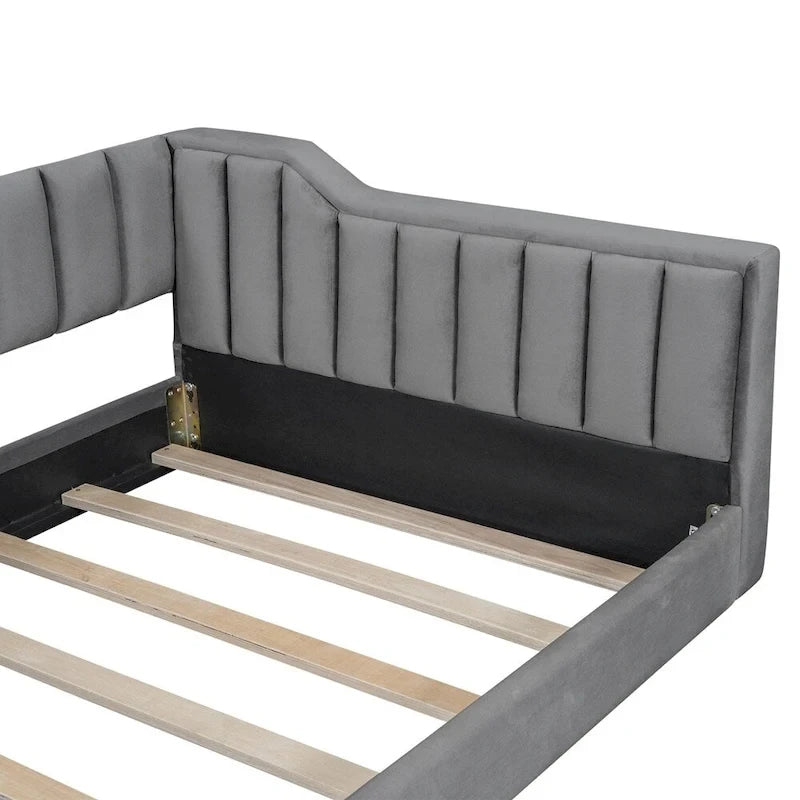 Divano letto in velluto Twin XL con base a doghe in legno curvato