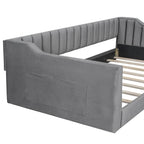 Divano letto in velluto Twin XL con base a doghe in legno curvato