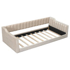Divano letto in velluto Twin XL con base a doghe in legno curvato