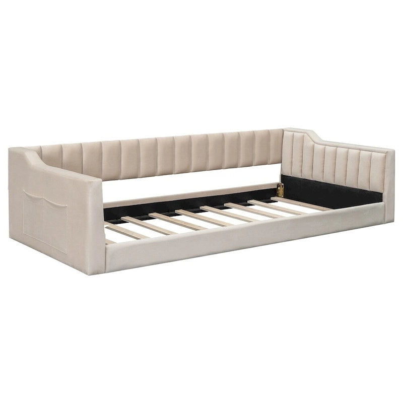 Divano letto in velluto Twin XL con base a doghe in legno curvato