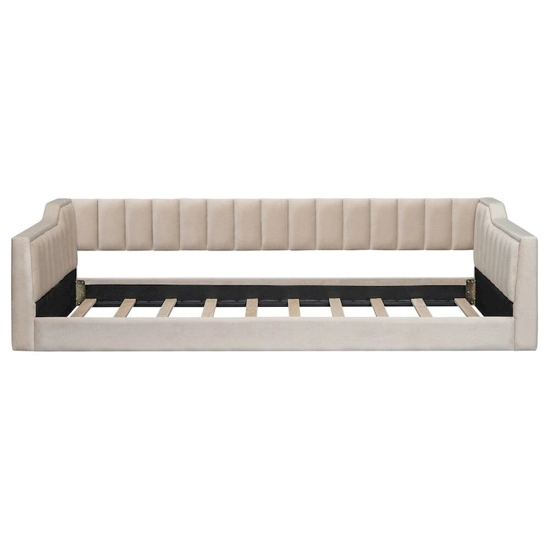 Divano letto in velluto Twin XL con base a doghe in legno curvato