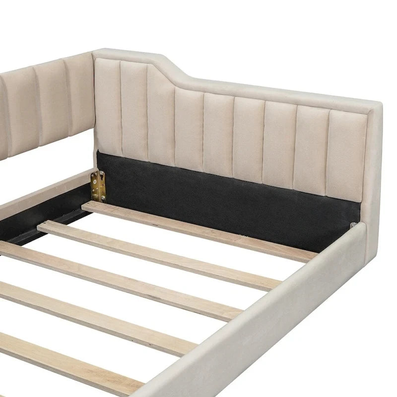 Divano letto in velluto Twin XL con base a doghe in legno curvato