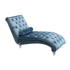 Chaise longue in velluto con design a "S", schienale capitonné, borchie e gambe in acrilico