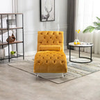Chaise longue in velluto con design a "S", schienale capitonné, borchie e gambe in acrilico