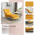 Chaise longue in velluto con design a "S", schienale capitonné, borchie e gambe in acrilico