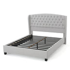 Letto matrimoniale imbottito King Size con testiera ad ali capitonné – Grigio chiaro