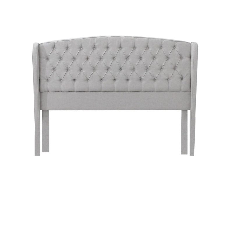 Letto matrimoniale imbottito King Size con testiera ad ali capitonné – Grigio chiaro