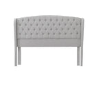 Letto matrimoniale imbottito King Size con testiera ad ali capitonné – Grigio chiaro