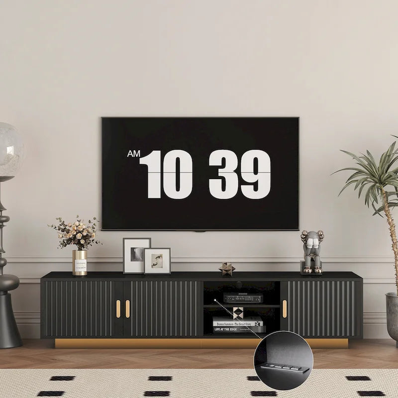 Mobile TV da 65" in stile Mid-Century con luci LED e vano portaoggetti per TV fino a 60"