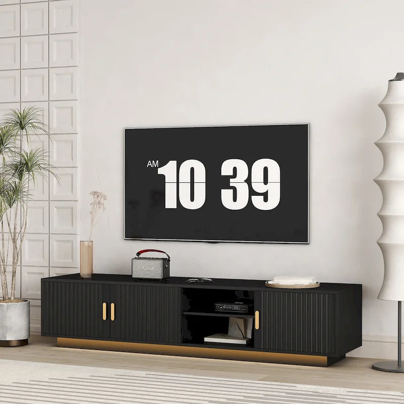 Mobile TV da 65" in stile Mid-Century con luci LED e vano portaoggetti per TV fino a 60"