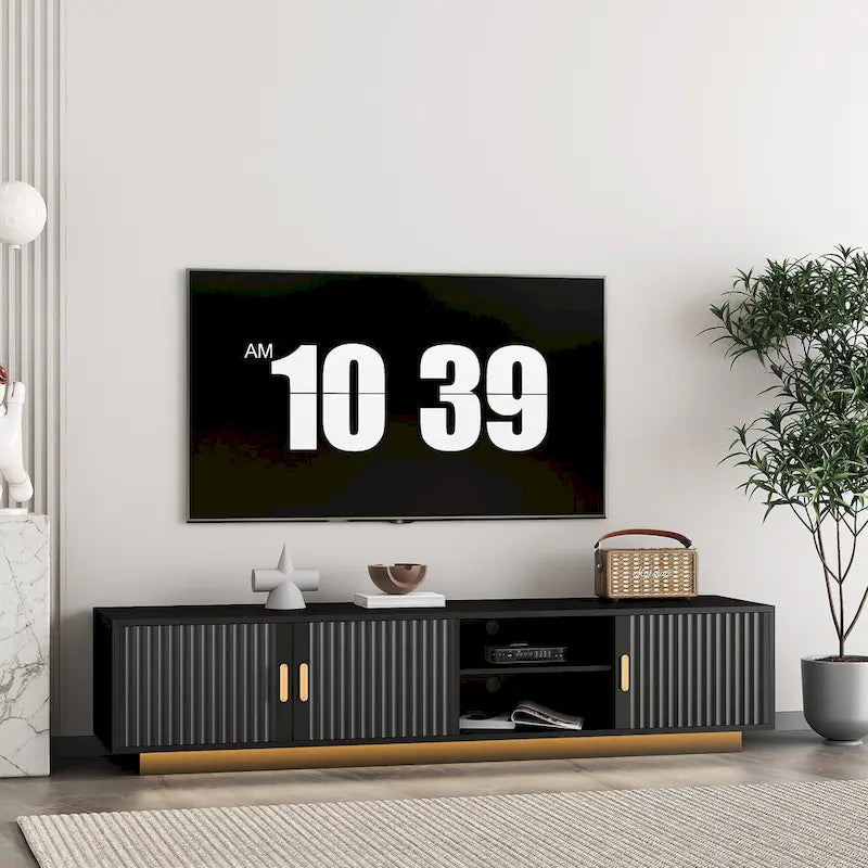 Mobile TV da 65" in stile Mid-Century con luci LED e vano portaoggetti per TV fino a 60"