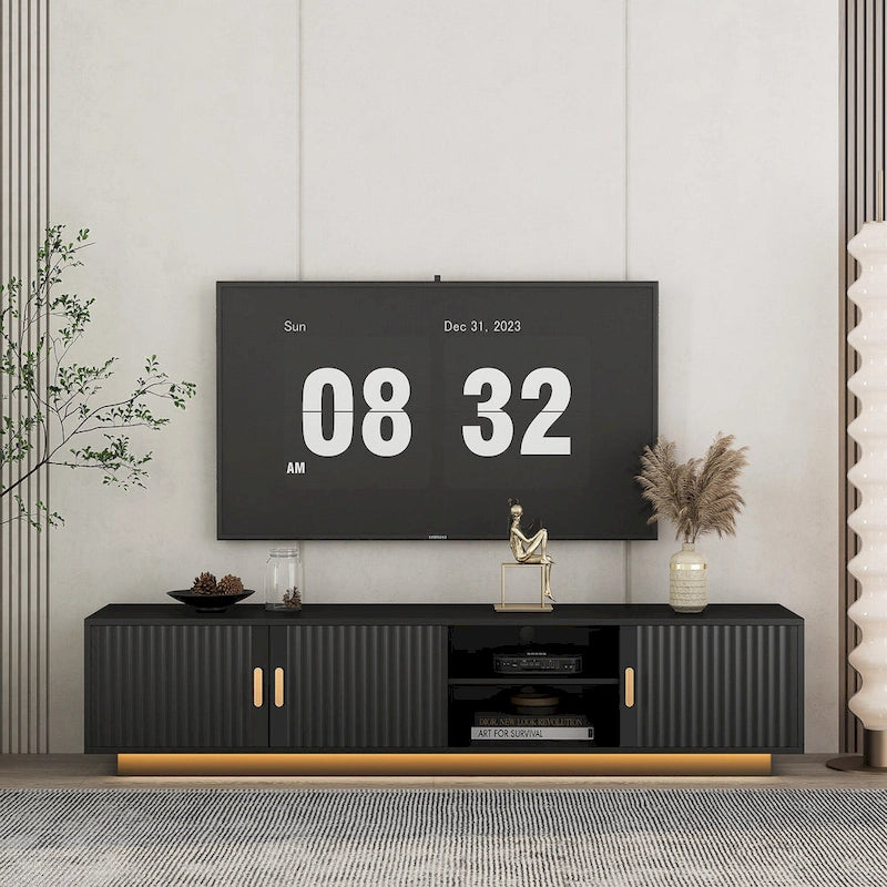 Mobile TV da 65" in stile Mid-Century con luci LED e vano portaoggetti per TV fino a 60"