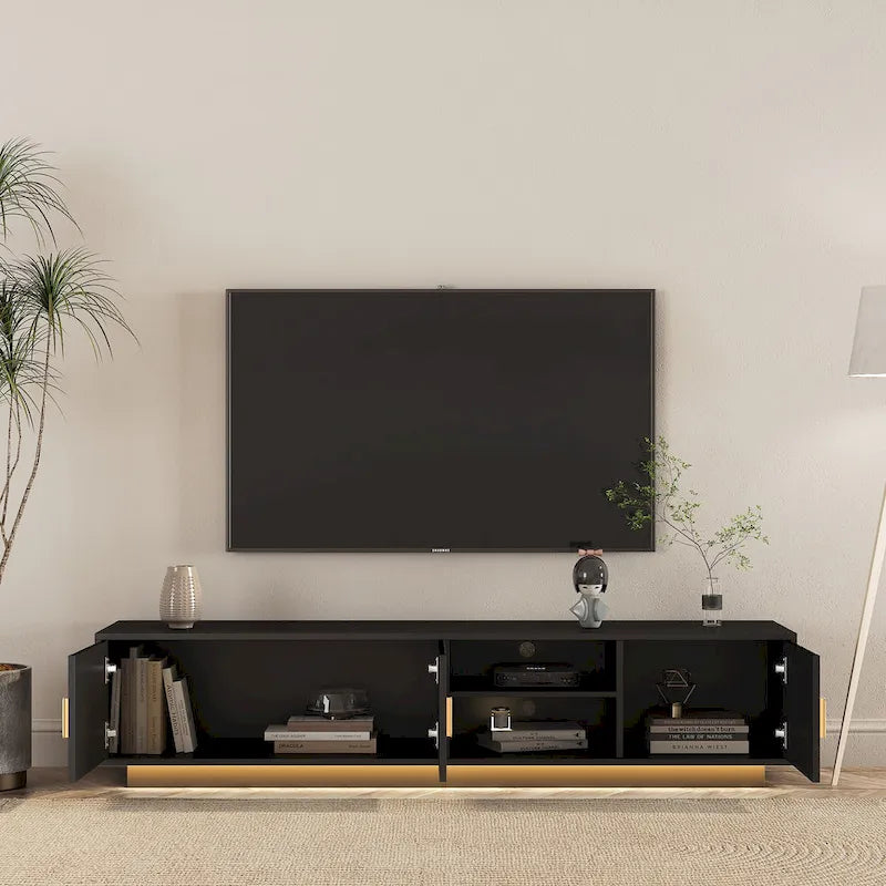 Mobile TV da 65" in stile Mid-Century con luci LED e vano portaoggetti per TV fino a 60"