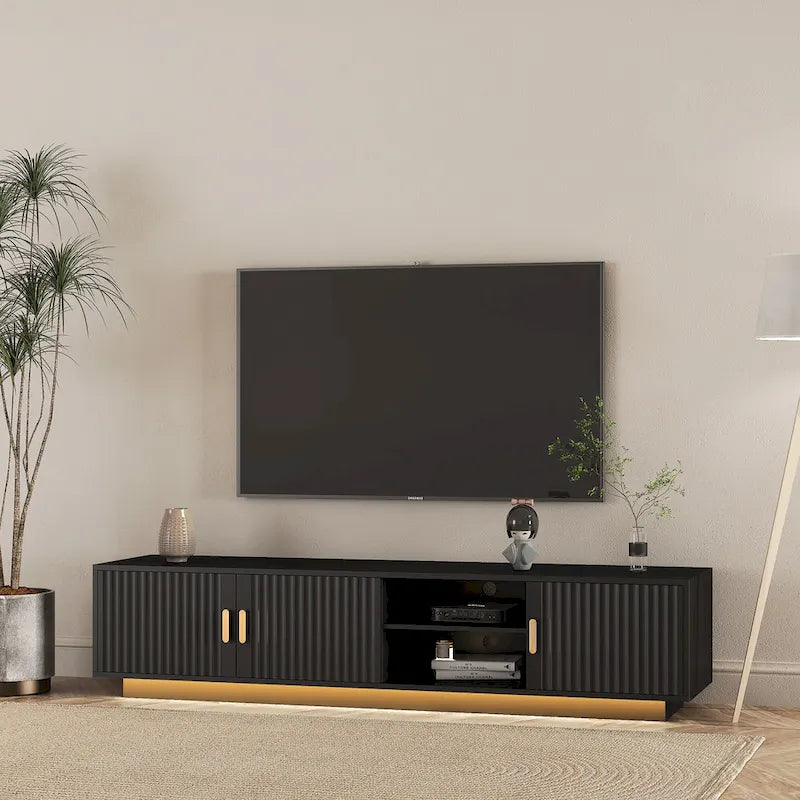Mobile TV da 65" in stile Mid-Century con luci LED e vano portaoggetti per TV fino a 60"