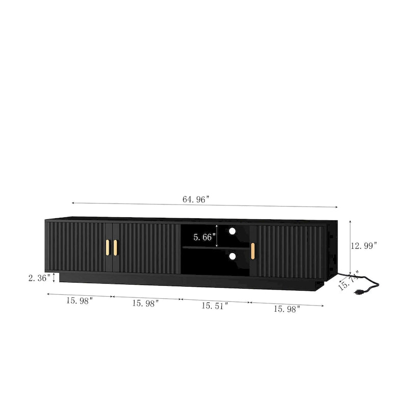 Mobile TV da 65" in stile Mid-Century con luci LED e vano portaoggetti per TV fino a 60"