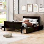 Letto a piattaforma matrimoniale in legno con 4 cassetti contenitore