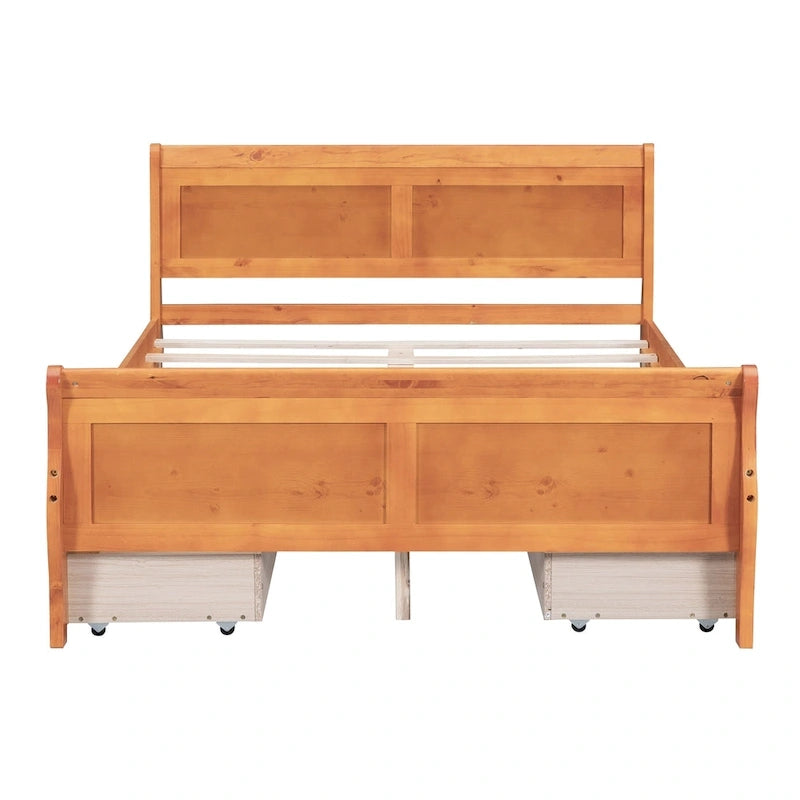 Letto a piattaforma matrimoniale in legno con 4 cassetti contenitore