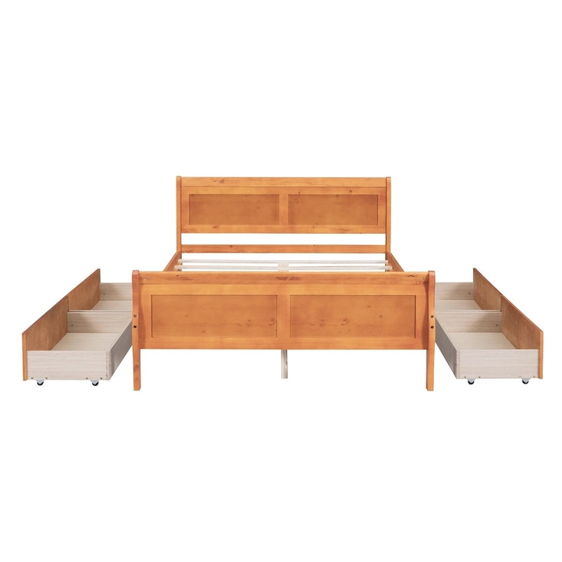 Letto a piattaforma matrimoniale in legno con 4 cassetti contenitore
