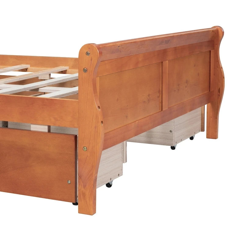 Letto a piattaforma matrimoniale in legno con 4 cassetti contenitore