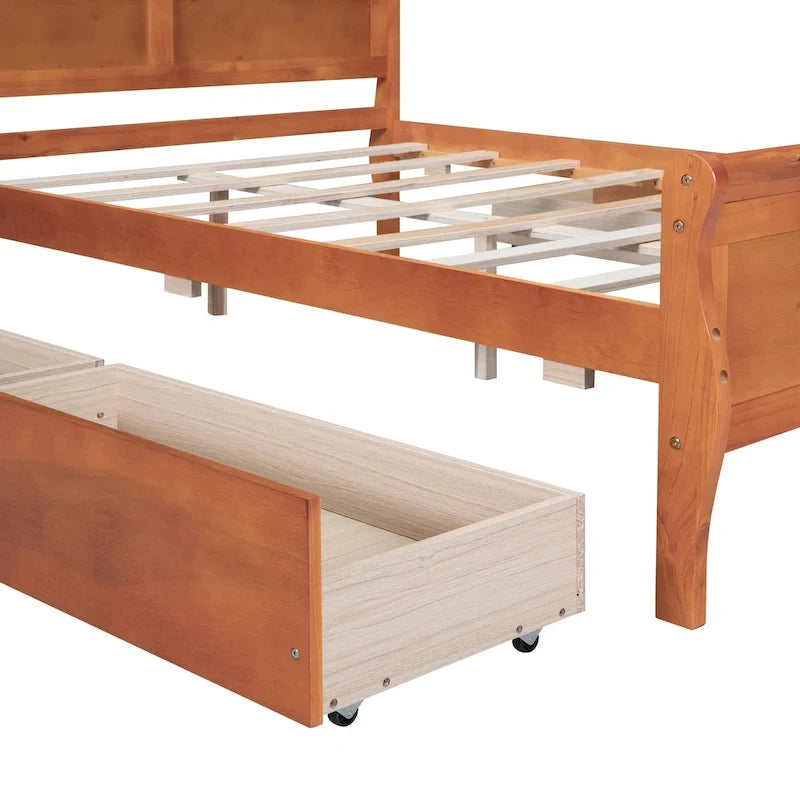 Letto a piattaforma matrimoniale in legno con 4 cassetti contenitore