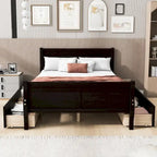 Letto a piattaforma matrimoniale in legno con 4 cassetti contenitore