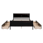 Letto a piattaforma matrimoniale in legno con 4 cassetti contenitore