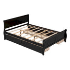 Letto a piattaforma matrimoniale in legno con 4 cassetti contenitore