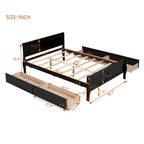 Letto a piattaforma matrimoniale in legno con 4 cassetti contenitore