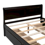 Letto a piattaforma matrimoniale in legno con 4 cassetti contenitore