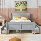 Letto a piattaforma matrimoniale in legno con 4 cassetti contenitore
