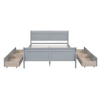 Letto a piattaforma matrimoniale in legno con 4 cassetti contenitore