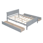Letto a piattaforma matrimoniale in legno con 4 cassetti contenitore