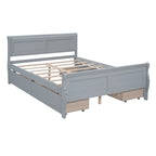 Letto a piattaforma matrimoniale in legno con 4 cassetti contenitore