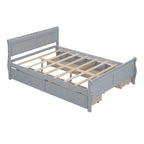 Letto a piattaforma matrimoniale in legno con 4 cassetti contenitore
