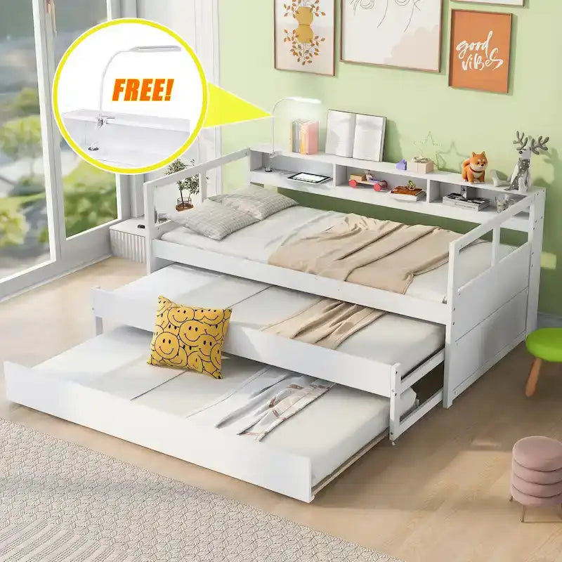 Divano letto Twin XL con 2 rotelle, mensole e ricarica USB
