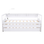 Divano letto Twin XL con 2 rotelle, mensole e ricarica USB