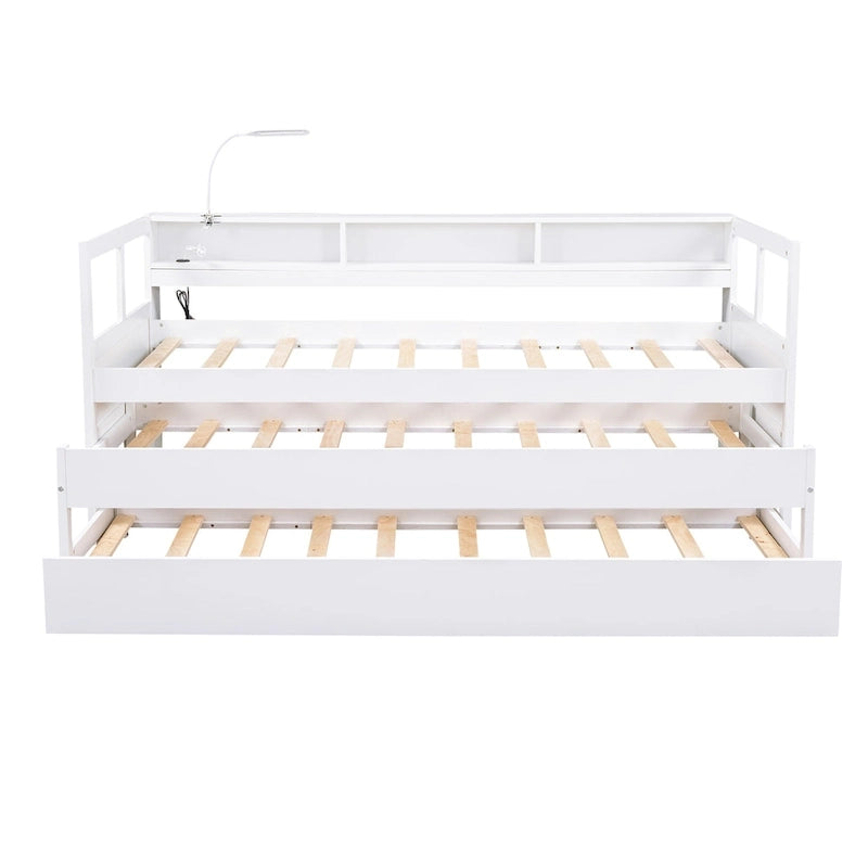 Divano letto Twin XL con 2 rotelle, mensole e ricarica USB